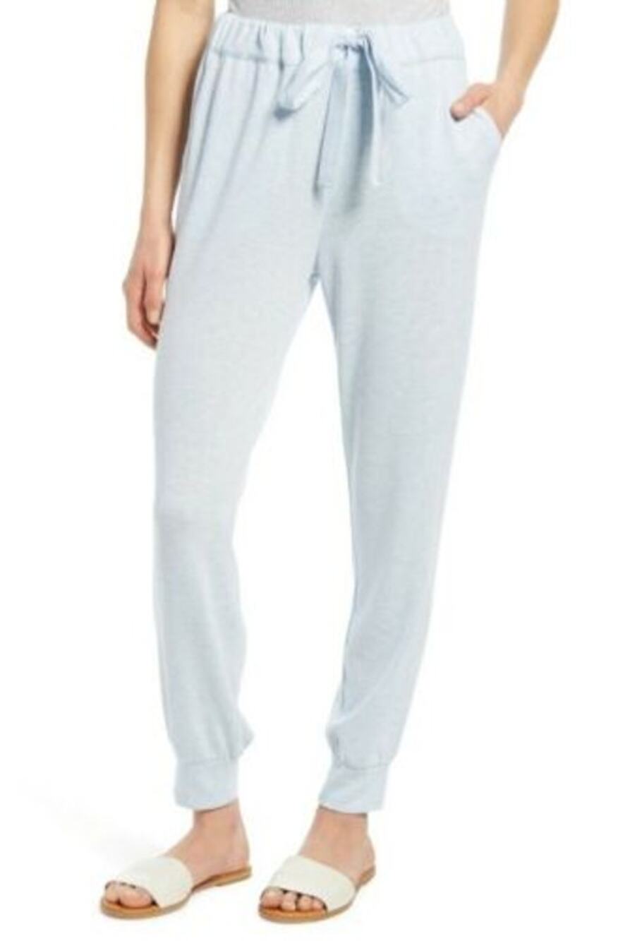 1.STATE NWT Pale Blue Heather Cozy Knit Joggers Drawstring Pants Size Medium